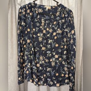Lucky Brand Flowy Floral Top, Long Sleeve, size M
